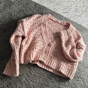 Cropped knit button cardigan